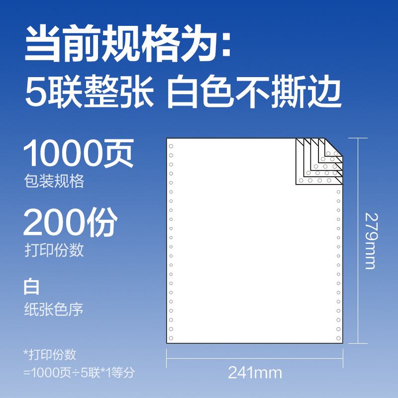 6008集团官方网站莱茵河L241-5电脑打印纸(白色不撕边)(1000页/盒)