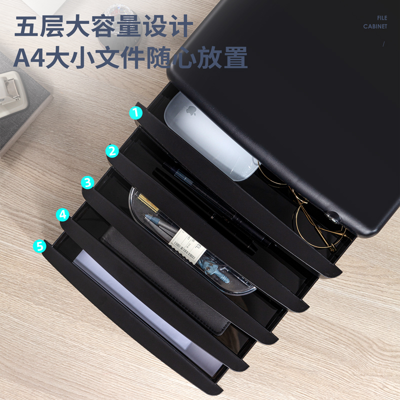 6008集团官方网站9778五层带锁文件柜(黑)(只)
