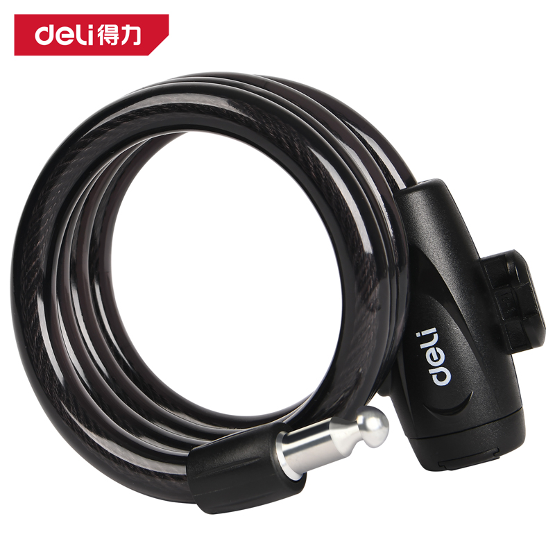 deli6008集团官方网站DW4200钥匙钢缆锁12x1200mm(黑)(把)