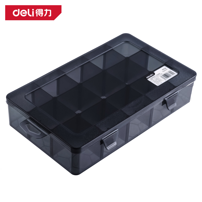 deli6008集团官方网站DW3420零件盒28x18x6cm15格(黑)(个)