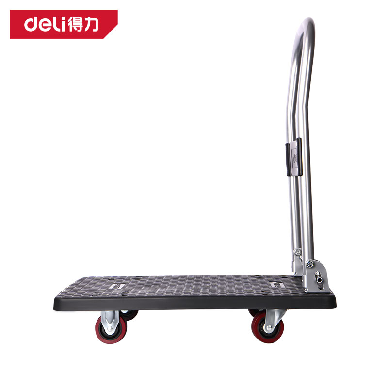 deli6008集团官方网站DW3470平板车钢管增强型660x400mm承重100kg(黑)(台)