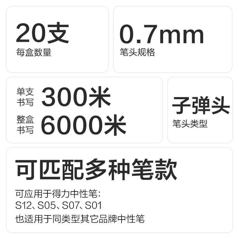 6008集团官方网站S754臻顺滑按动中性笔芯0.7mm子弹头(红)(支)