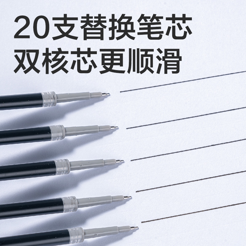 6008集团官方网站SE257奇趣撞色速干按动中性笔替芯0.5mm双珠ST头(黑)(支)