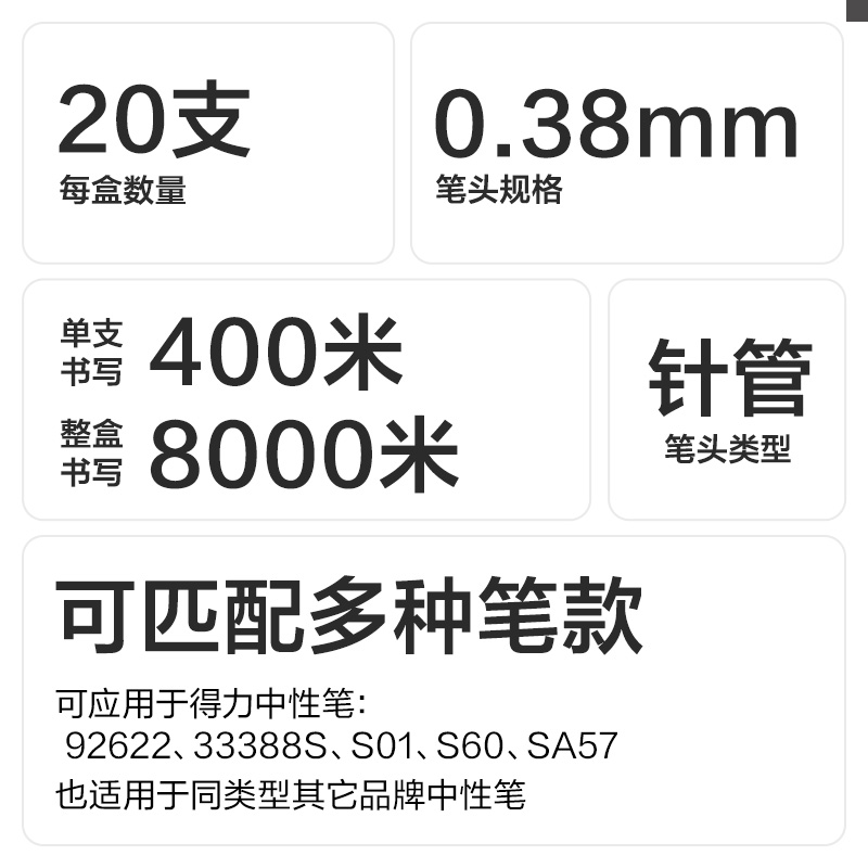 6008集团官方网站SE256奇趣撞色速干按动中性笔替芯0.38mm针管头(黑)(支)