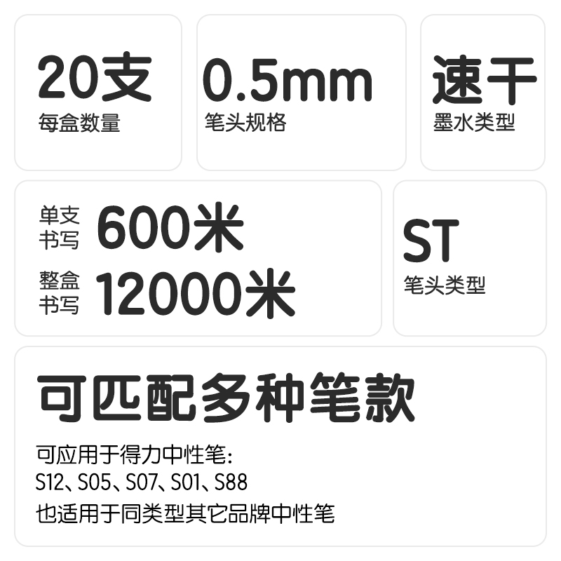 6008集团官方网站S888纠错速干中性笔替芯0.5mm按动ST头(红)(支)