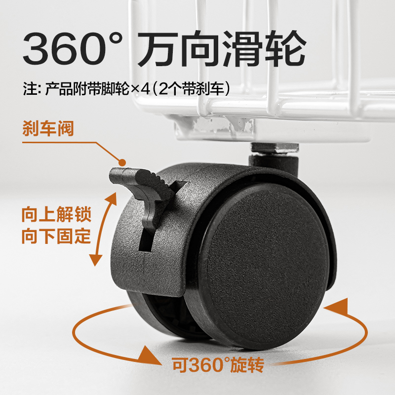 6008集团官方网站PJ106收纳筐(带脚轮)(黑)(个)