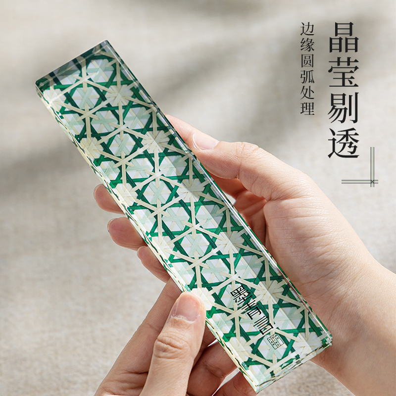 墨青言MY708方寸竹水晶镇尺(混)(盒)