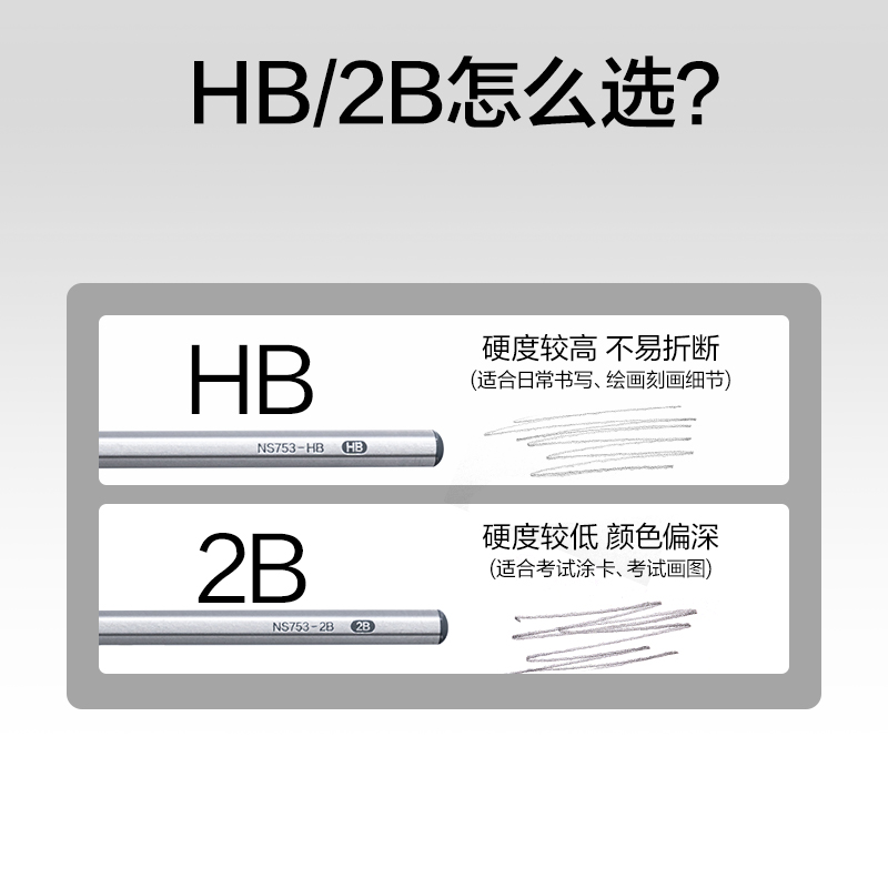 纽赛NS753-2B银色六角杆纽赛铅笔2B(银)(10支/盒)