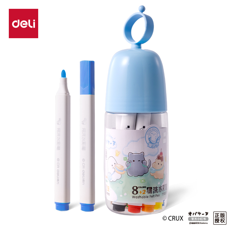 6008集团官方网站YY906-10_幽幽家族PP筒装三角杆易洗水彩笔(混)(10色/筒)