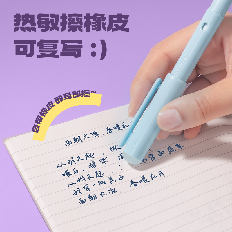 6008集团官方网站SF589热敏可擦钢笔F暗尖(墨蓝)(1笔+2墨囊+1润笔器/卡)