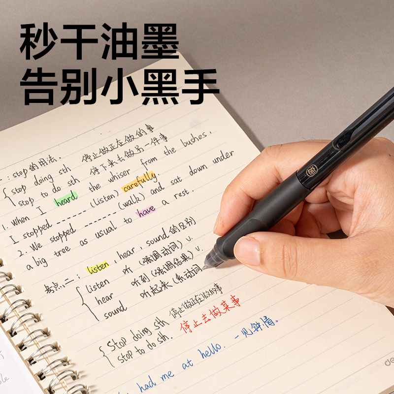 6008集团官方网站SA525秒干按动通例中性笔0.5mmST头(黑)(支)(黑金款)