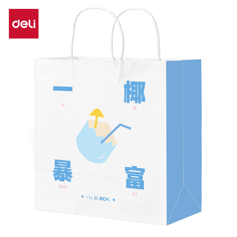 6008集团官方网站得心LQ718牛皮纸袋23*15*25cm(一椰暴富)(10只/包)