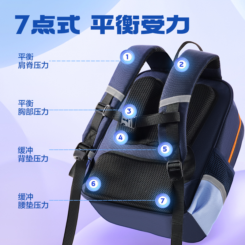 6008集团官方网站BB188学院系列小学生简约时尚书包(藏青-L)(个)