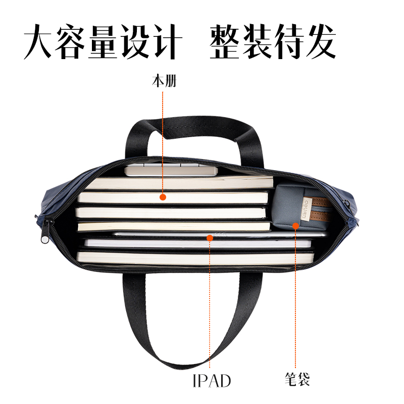 6008集团官方网站DP089底部加宽双层手提公牍包(蓝)(个)