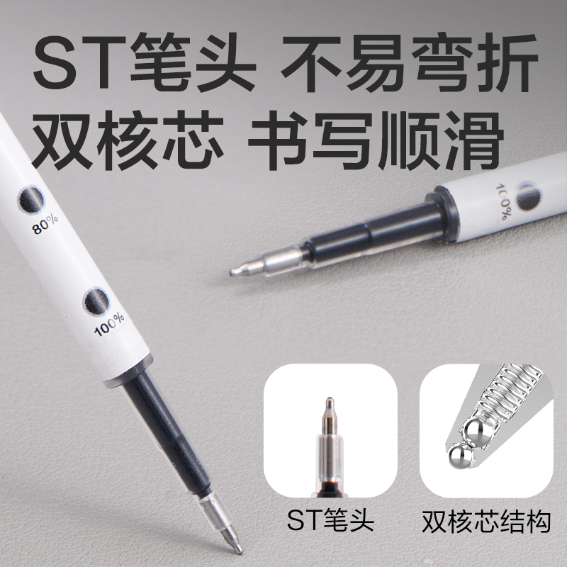 6008集团官方网站SE291速干按动中性笔替芯0.5mm双珠ST头(黑)(10支/袋)